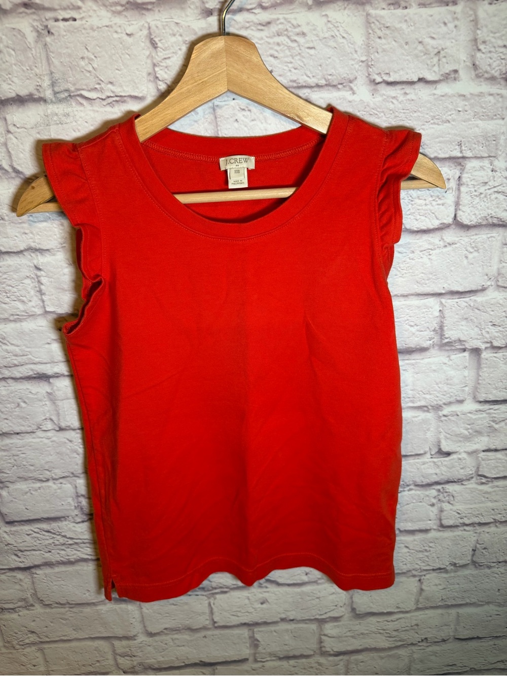 J.Crew Red blouse Tank with ruffle capped sleeves women’s size XXS